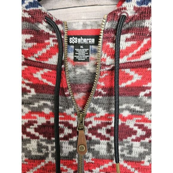 Sherpa Brand Bhutan Full Zip Hoodie Fleece Sweater Rathee Blue Multi Size XL - Picture 3 of 6